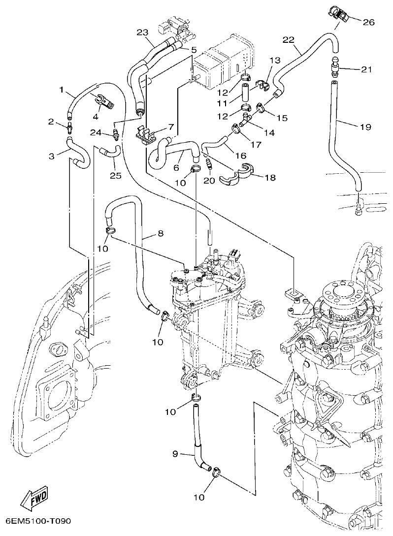 Yamaha F130AET, FL130AET INTAKE 3 parts diagram